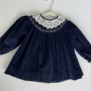 Alison Scott Vintage Navy Frilly Collared Dress Size 24M